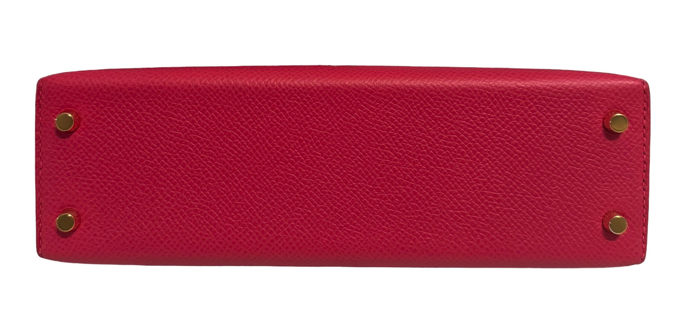 Hermes Kelly Mini 20 Rose Extreme Pink Epsom Leather Gold Hardware 2
