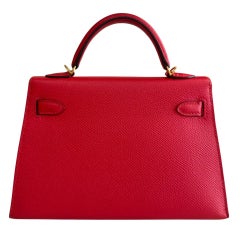 Hermes Kelly Mini 20 Rouge de Coeur Red Epsom Leather Gold Hardware Shoulder Bag