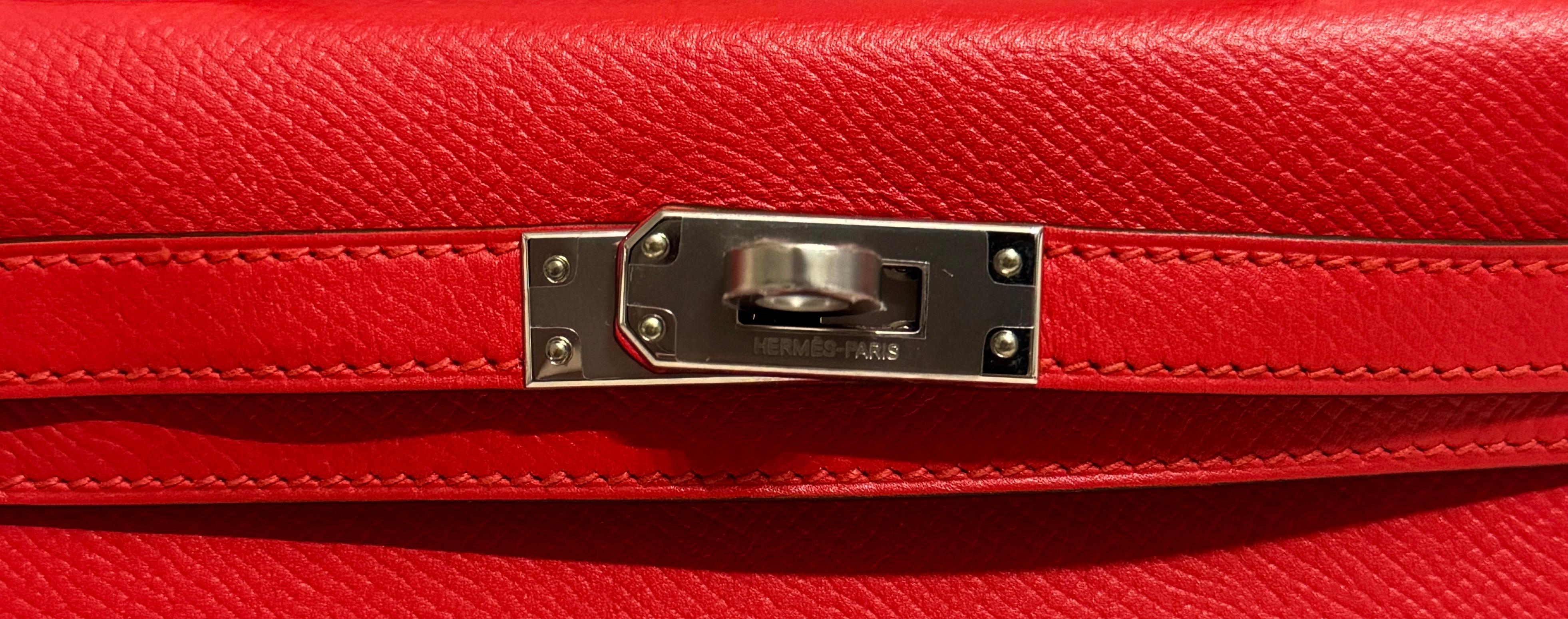Hermes Kelly Mini 20 Rouge Tomate Red Tomato Epsom Leather Palladium Hardware 6