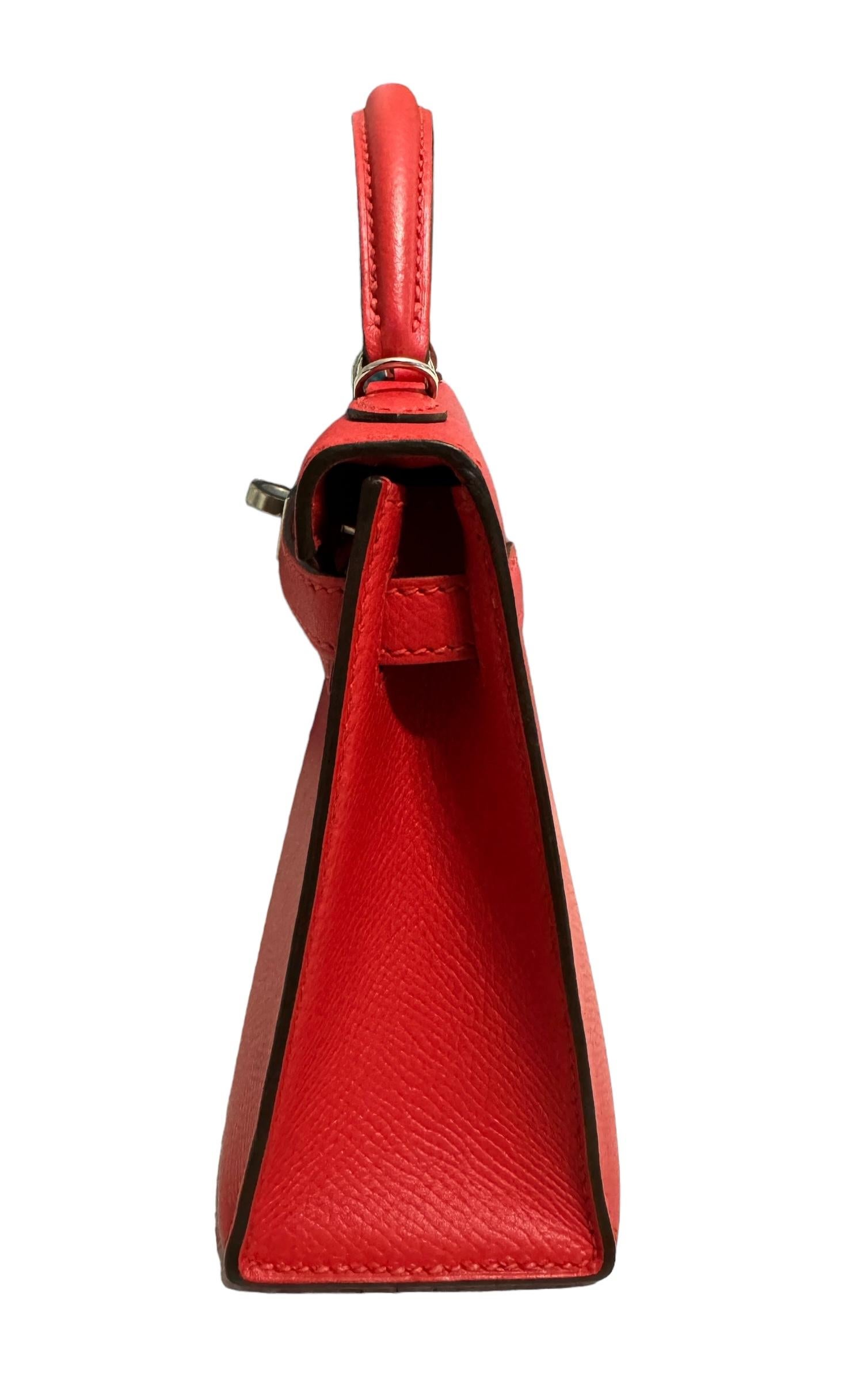 Hermes Kelly Mini 20 Rouge Tomate Red Tomato Epsom Leather Palladium Hardware 1