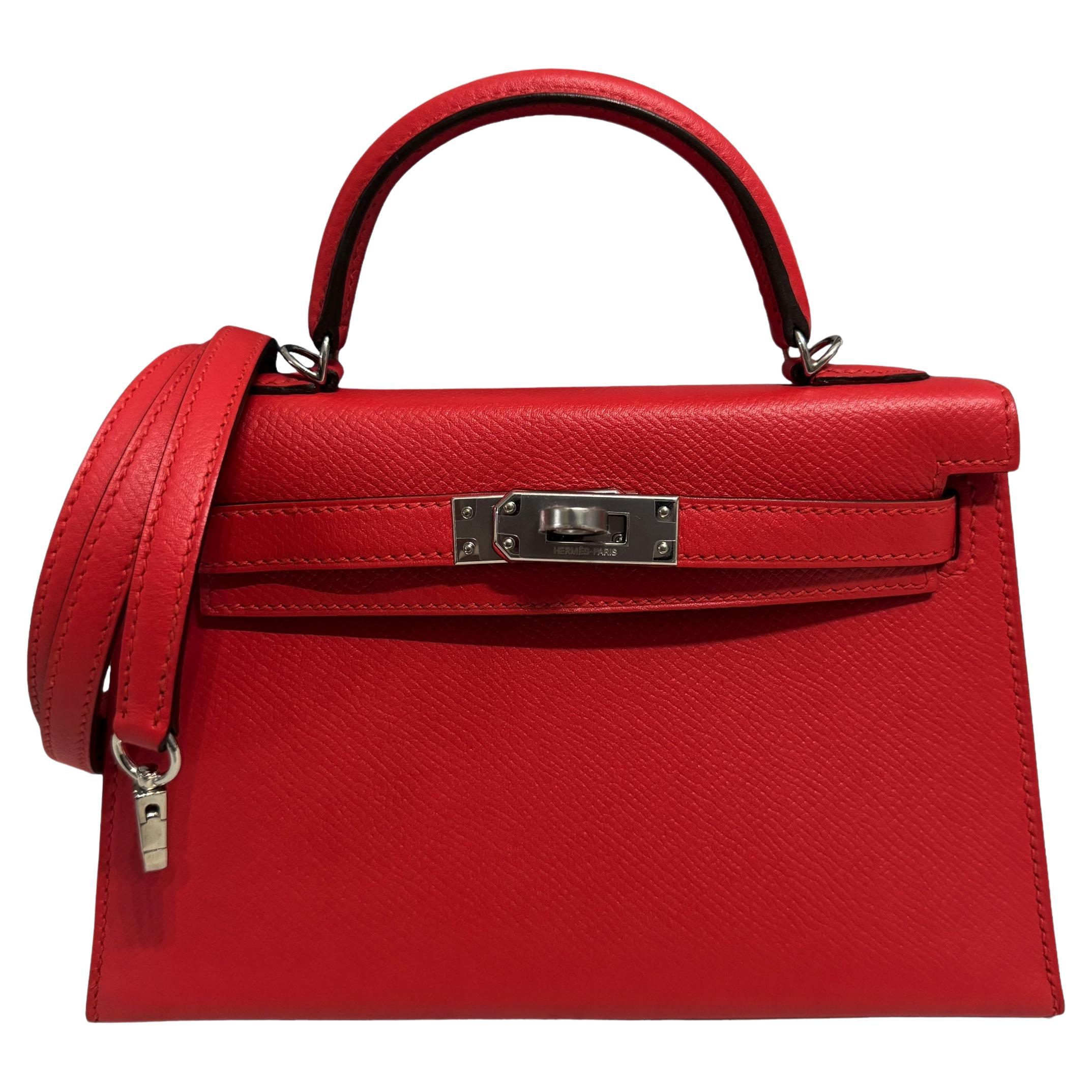 Hermes Kelly Mini 20 Rouge Tomate Red Tomato Epsom Leather Palladium Hardware