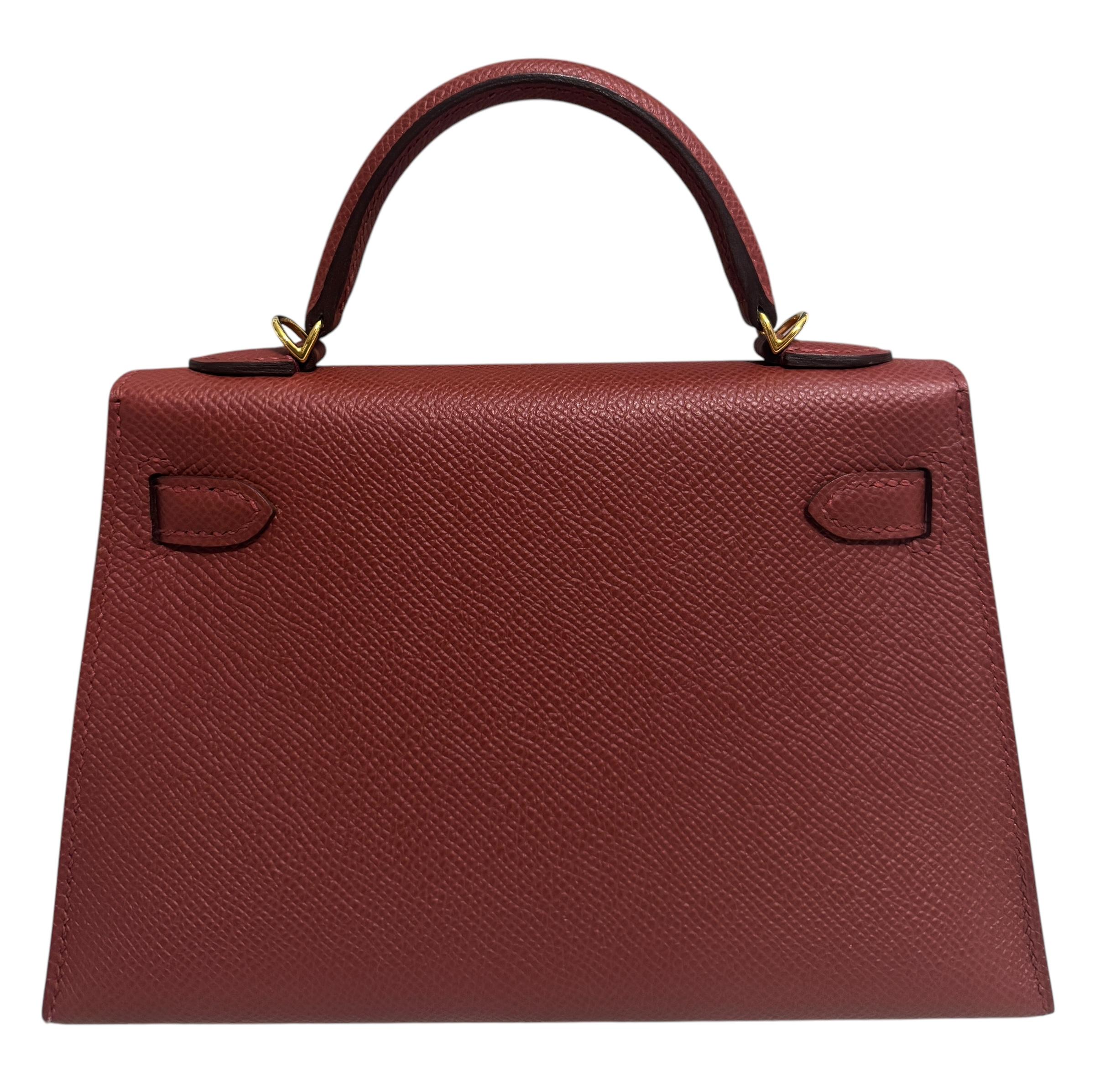 Hermes Kelly Mini 20 Rouge Venetian Red Epsom Leather Gold Hardware 2
