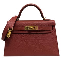 Hermes Kelly Mini 20 Rouge Venetian Red Epsom Leather Gold Hardware