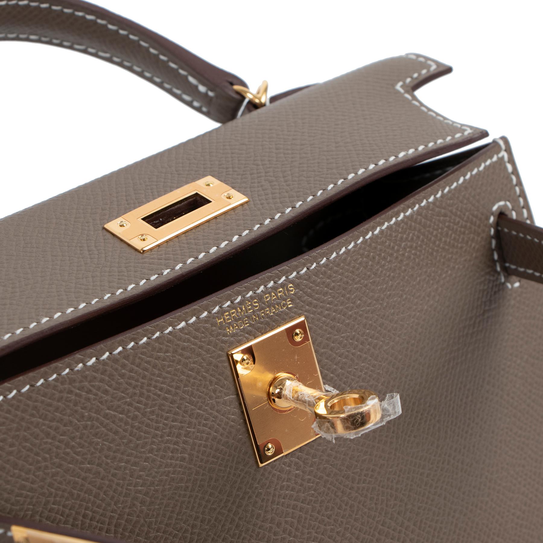 Hermès Kelly Mini 20 Sellier Etoupe Epsom GHW 2