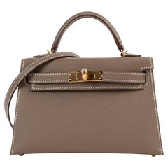 Hermès Kelly Mini 20 Sellier Etoupe Epsom GHW