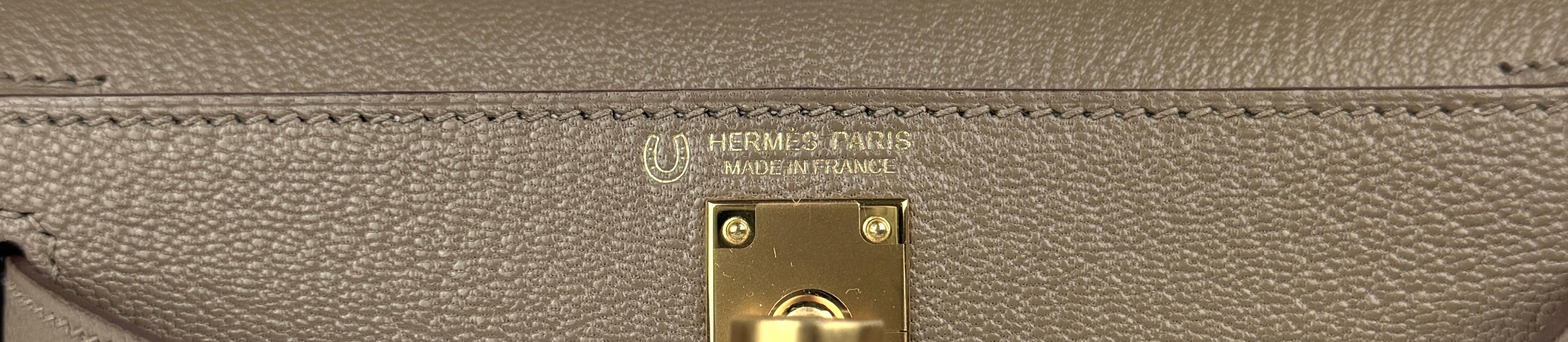 Hermes Kelly Mini 20 Special Order Etoupe Gray & Gris Chèvre Leather Gold Hwr 4