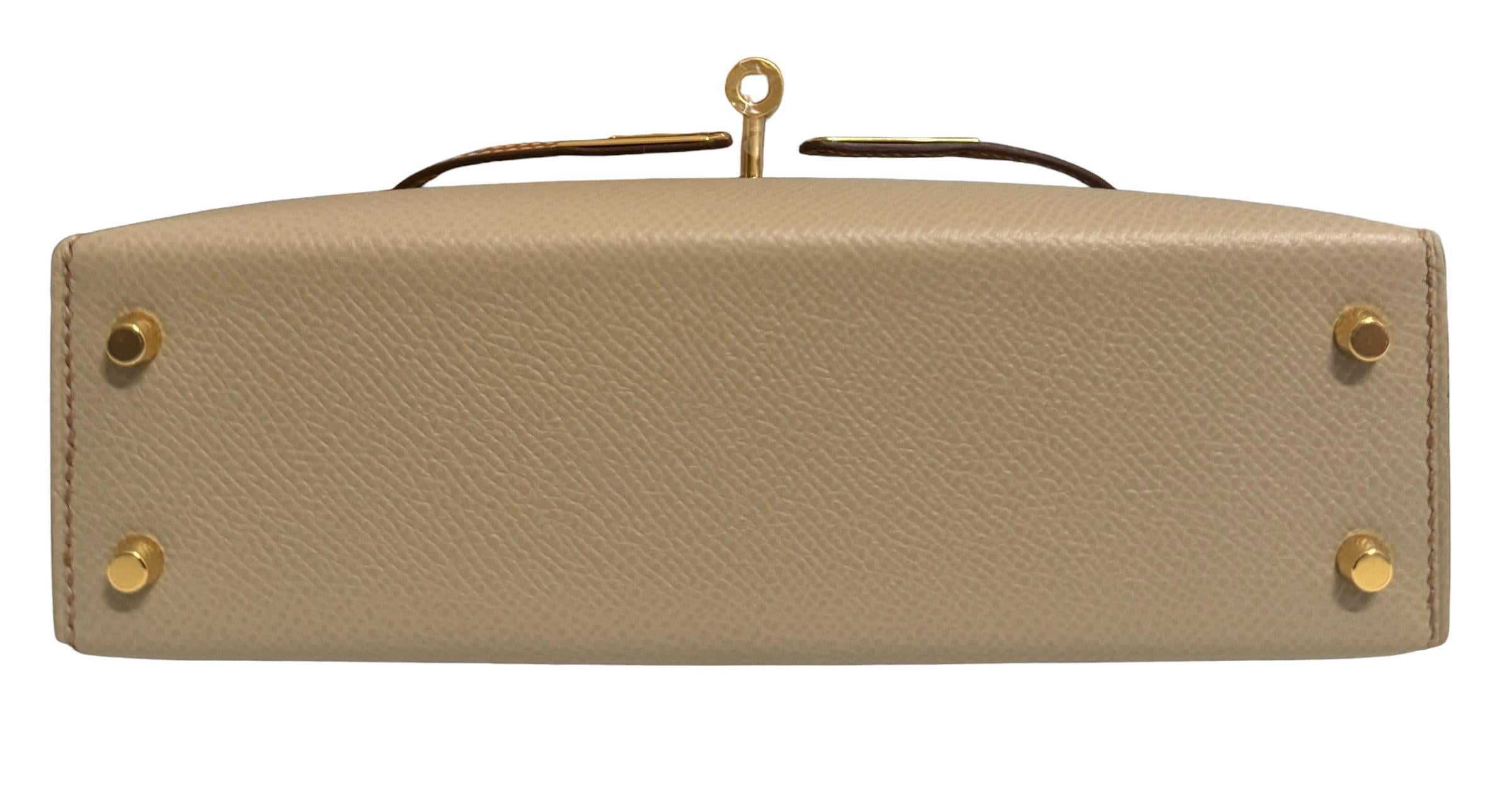 Hermes Kelly Mini 20 Special Order Trench Beige & Gold Tan Epsom Gold Hardware 5
