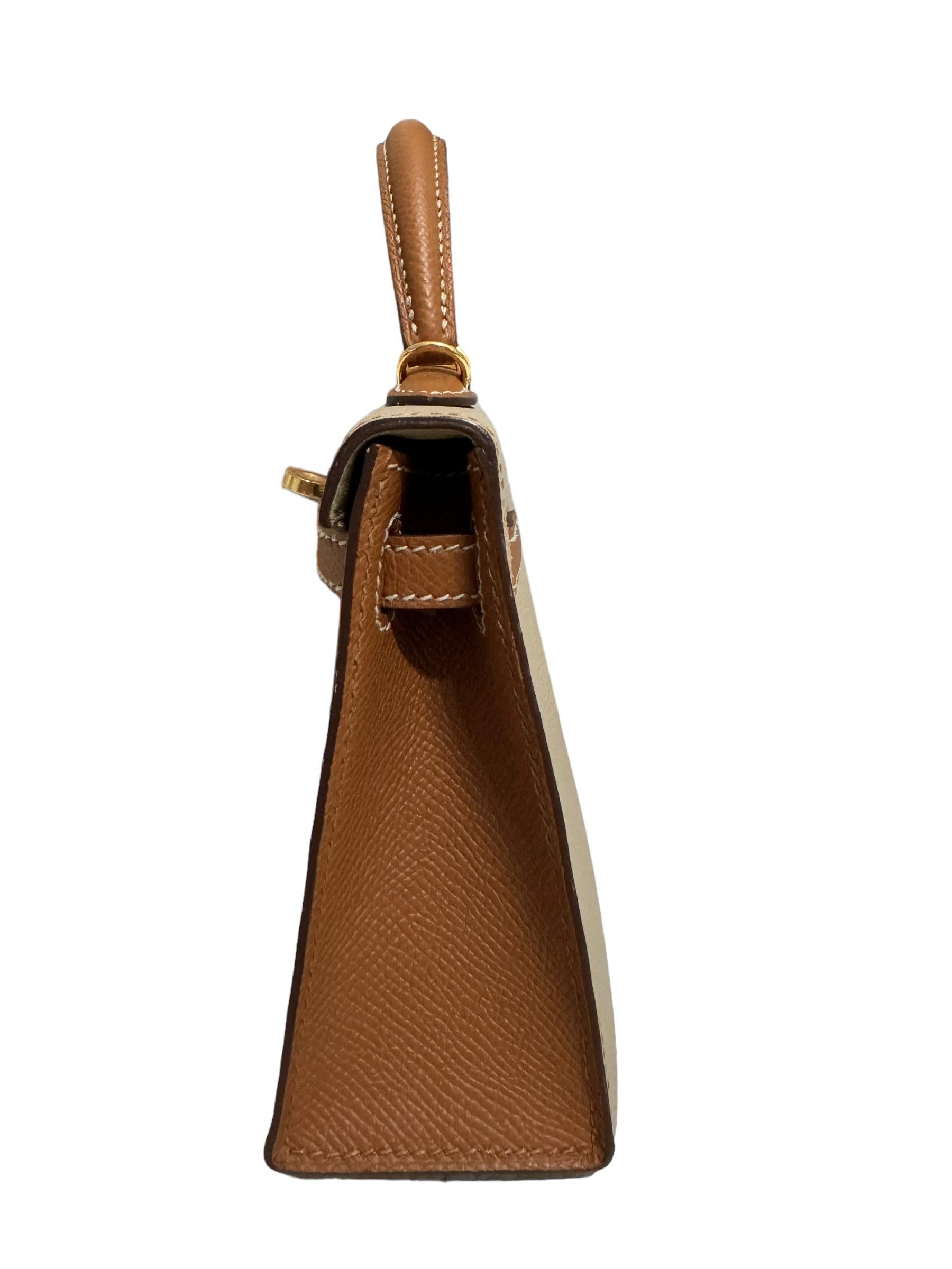 Women's or Men's Hermes Kelly Mini 20 Special Order Trench Beige & Gold Tan Epsom Gold Hardware