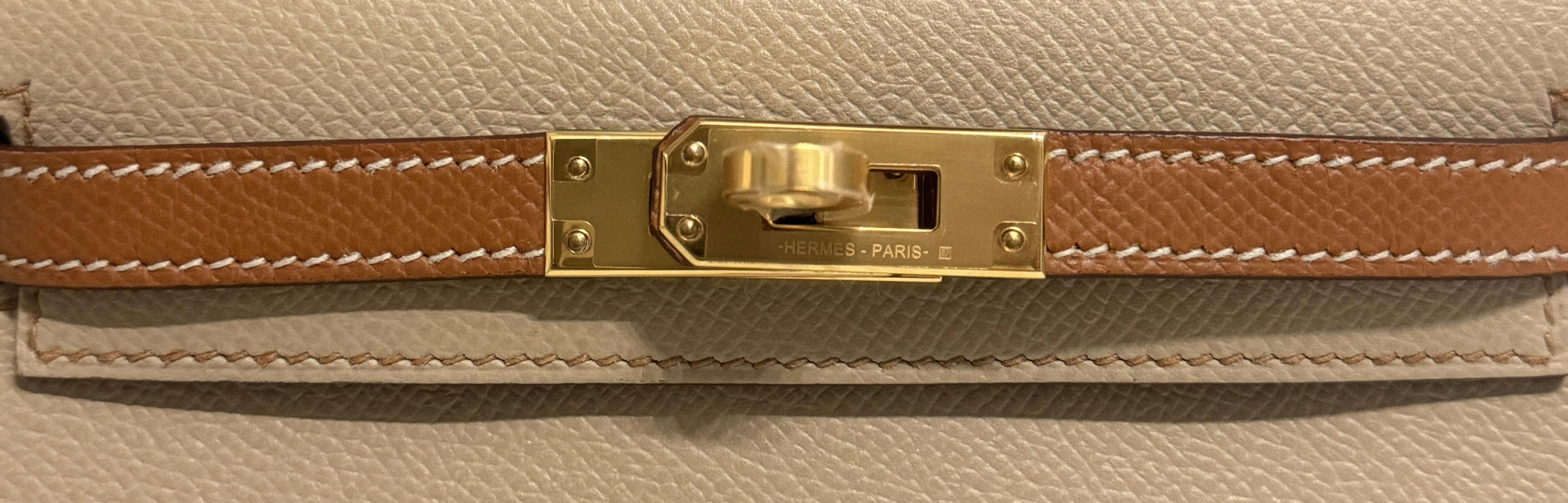 Hermes Kelly Mini 20 Special Order Trench Beige & Gold Tan Epsom Gold Hardware 2