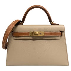 Hermes Kelly Mini 20 Special Order Trench Beige & Gold Tan Epsom Gold Hardware