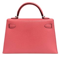 Hermes Kelly Mini 20 Verso Rose D'ete Pink Chèvre Rouge H Palladium Shoulder Bag