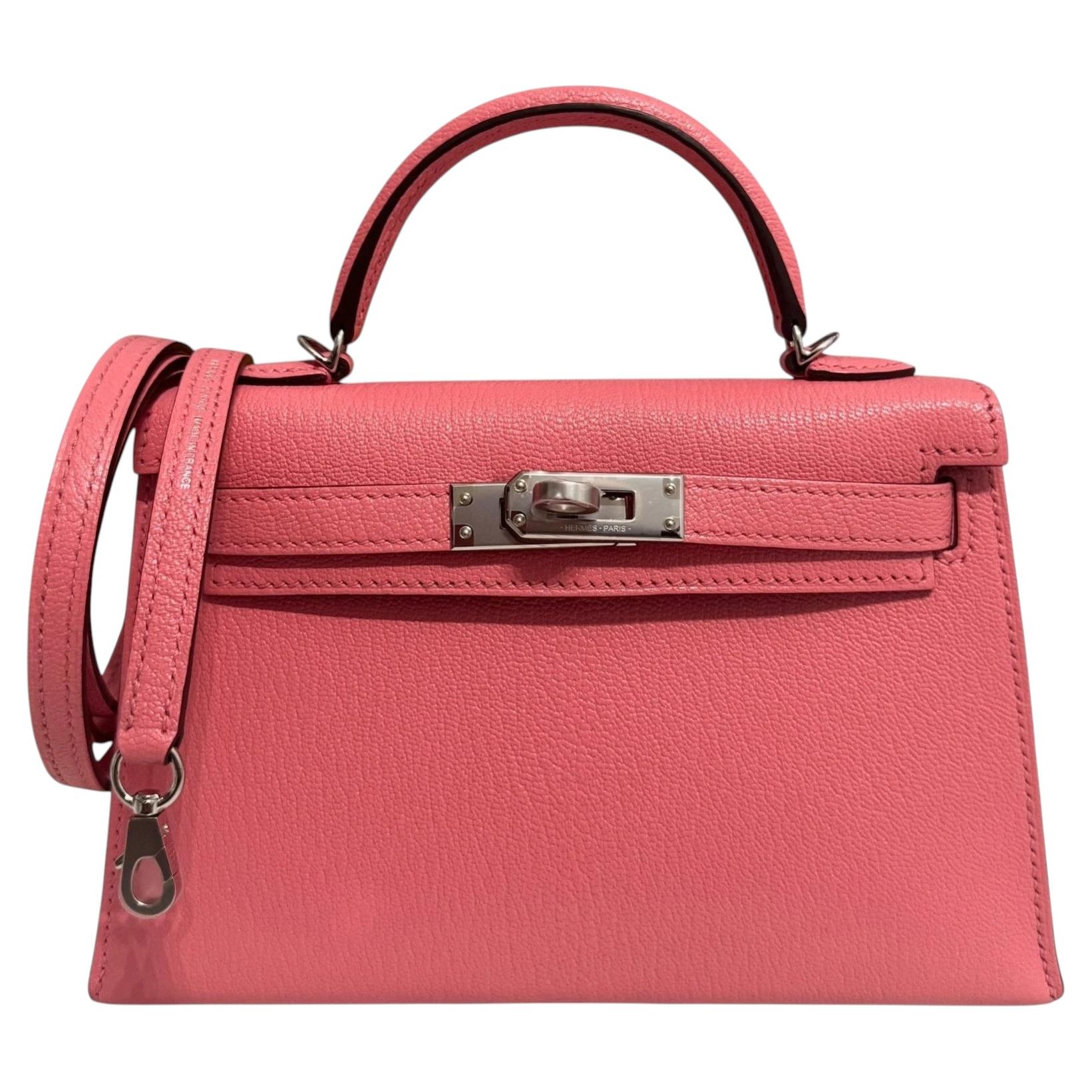 Hermes Kelly Mini 20 Verso Rose D'ete Pink Chèvre Rouge H Palladium Shoulder Bag