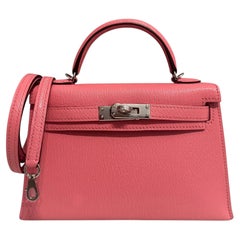 Hermes Kelly Mini 20 Verso Rose D'ete Pink Chèvre Rouge H Palladium Shoulder Bag