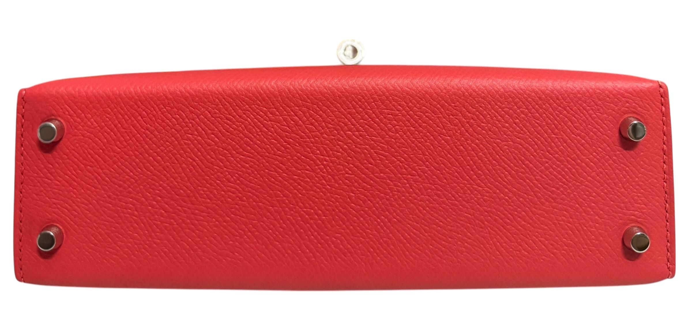 Hermes Kelly Mini 20 Verso Rose Texas Pink Rouge Int Epsom Leather Gold Hardware For Sale 1