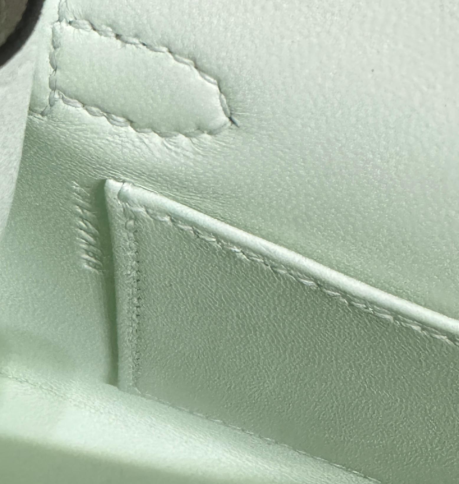 Hermes Kelly Mini 20 Vert Fizz Green Epsom Leather Palladium Hardware RARE NEW 5