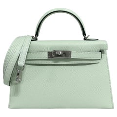 Hermes Kelly Mini 20 Vert Fizz Green Epsom Leather Palladium Hardware RARE NEW