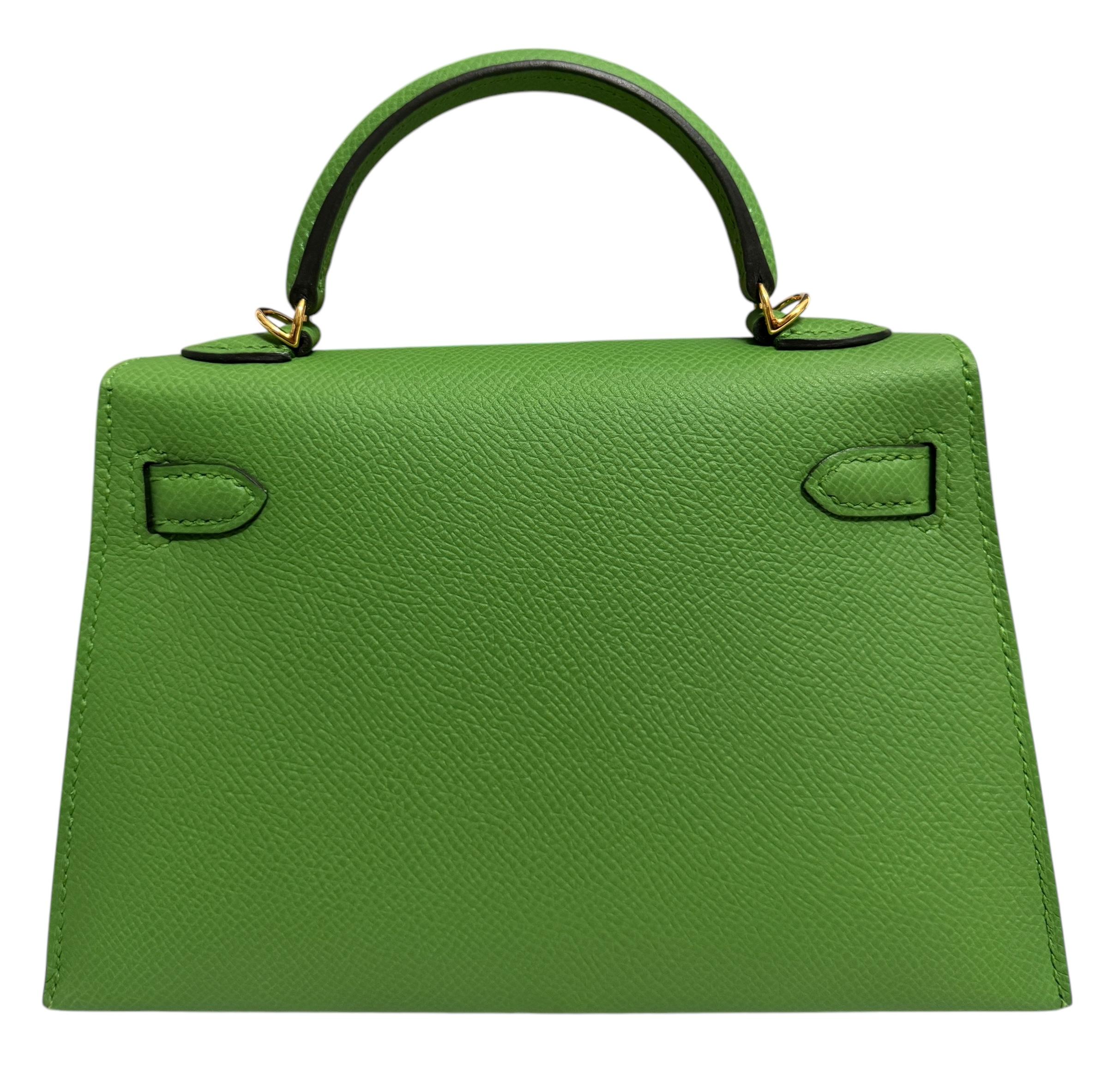 Hermes Kelly Mini 20 Vert Yucca Green Epsom Leather Gold Hardware RARE 2