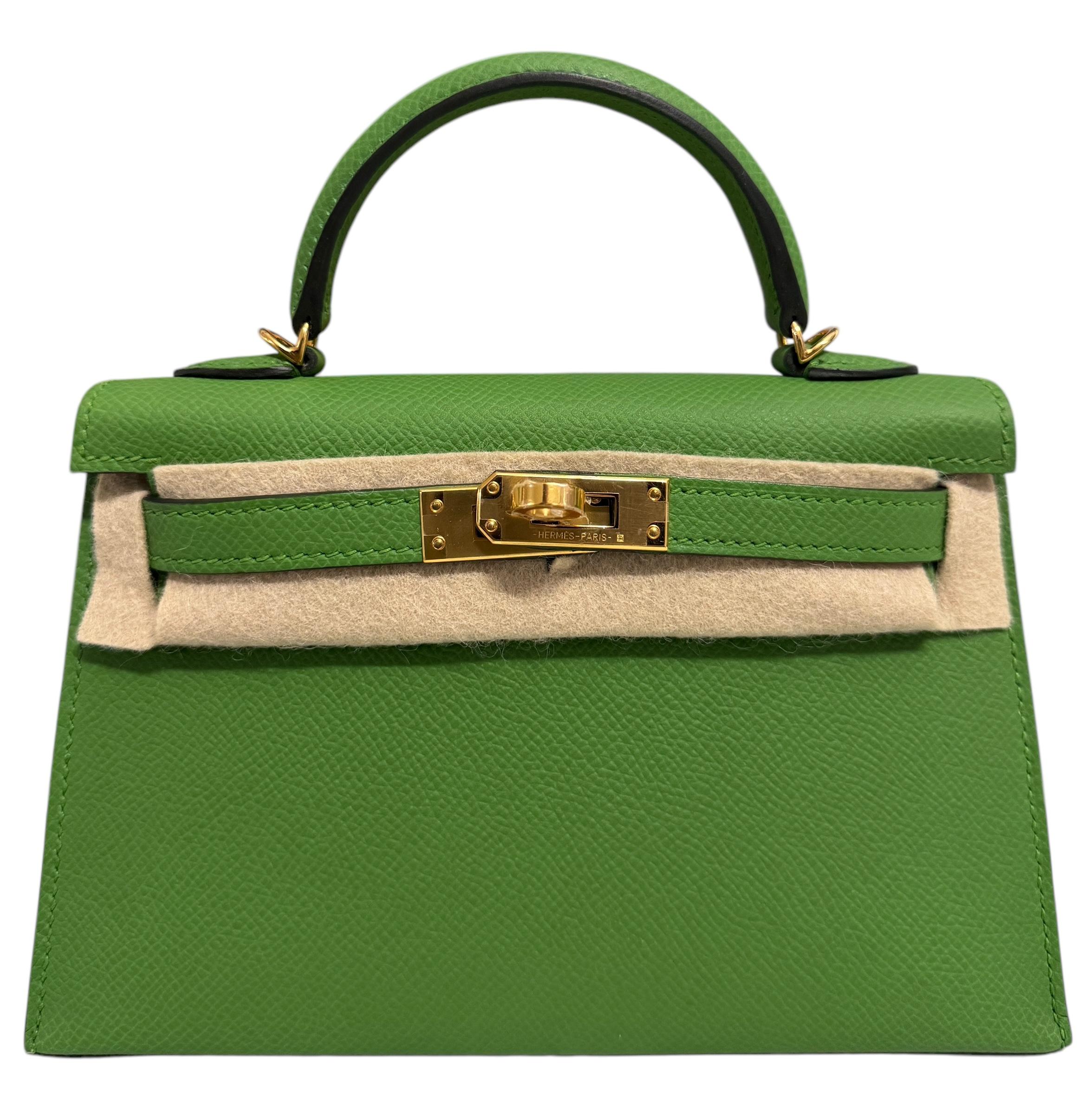 Hermes Kelly Mini 20 Vert Yucca Green Epsom Leather Gold Hardware RARE 4