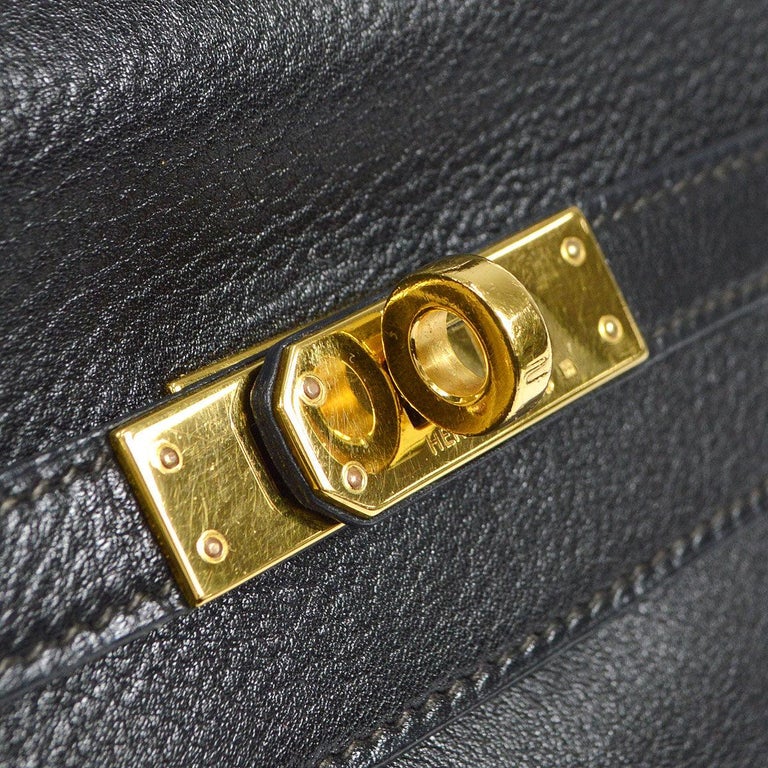 HERMES Kelly Mini Black Veau Gulliver Leather Gold Small Top Handle ...