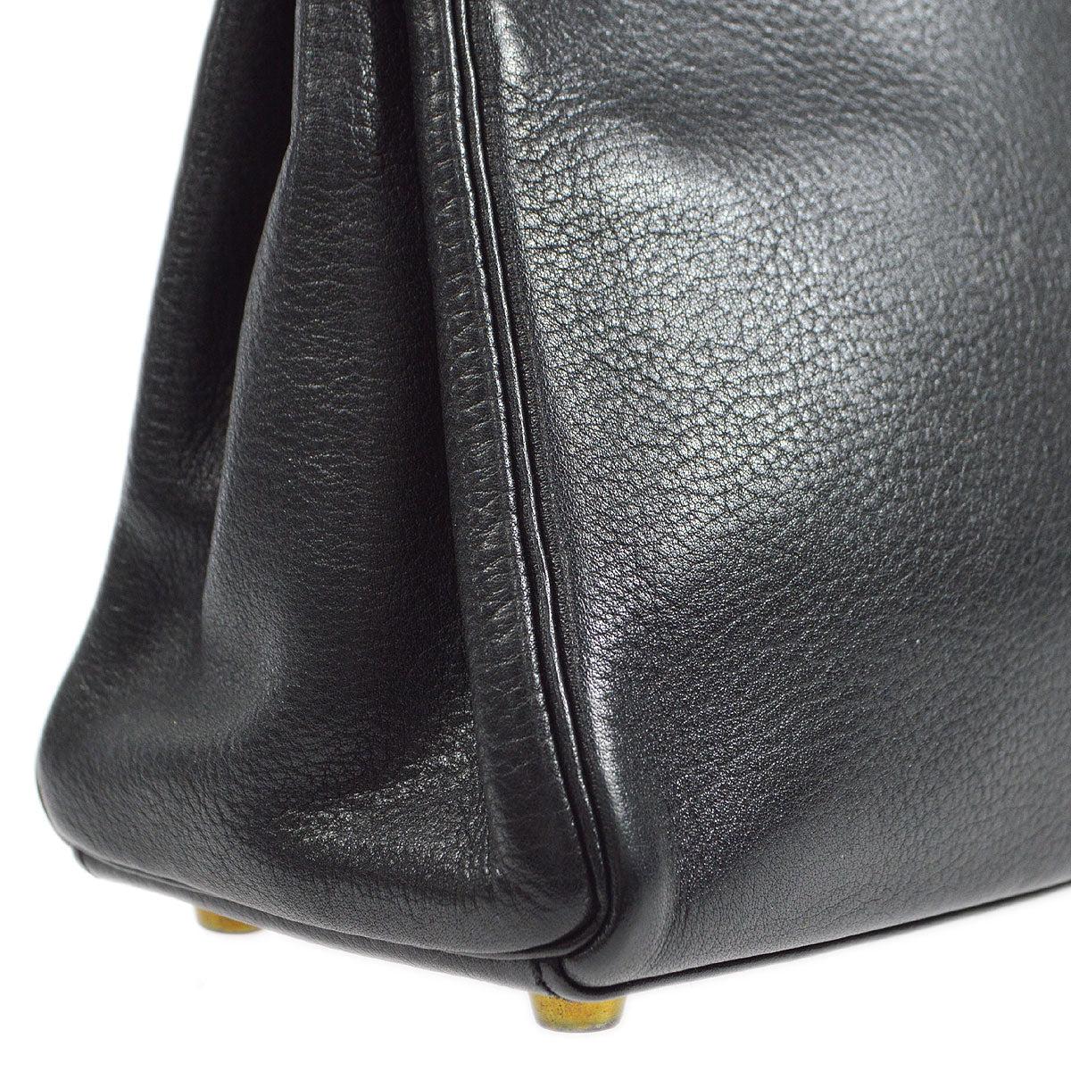 Women's HERMES Kelly Mini Black Veau Gulliver Leather Gold Small Top Handle Shoulder Bag