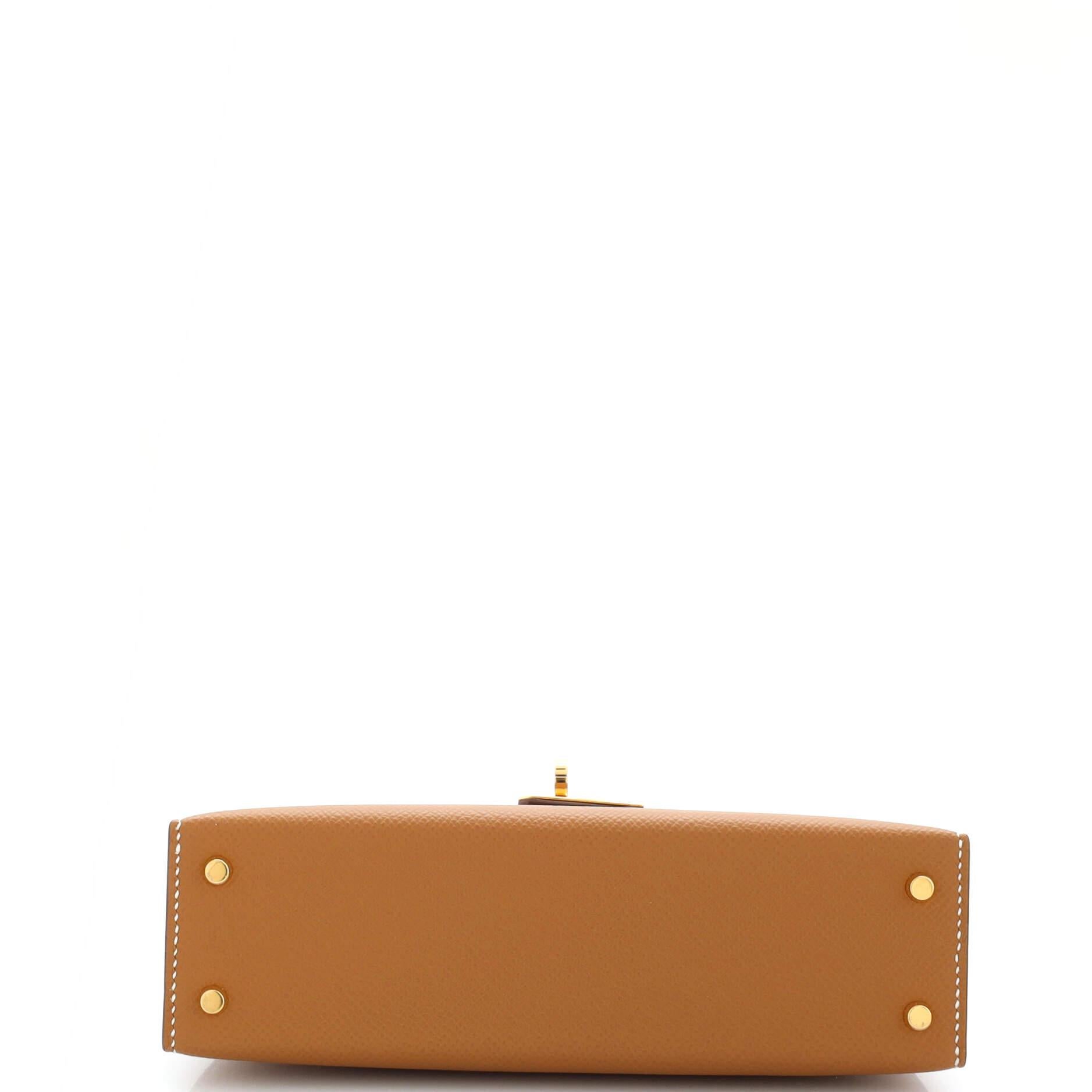 Women's or Men's Hermes Kelly Mini II Bag Gold Epsom with Gold Hardware 20