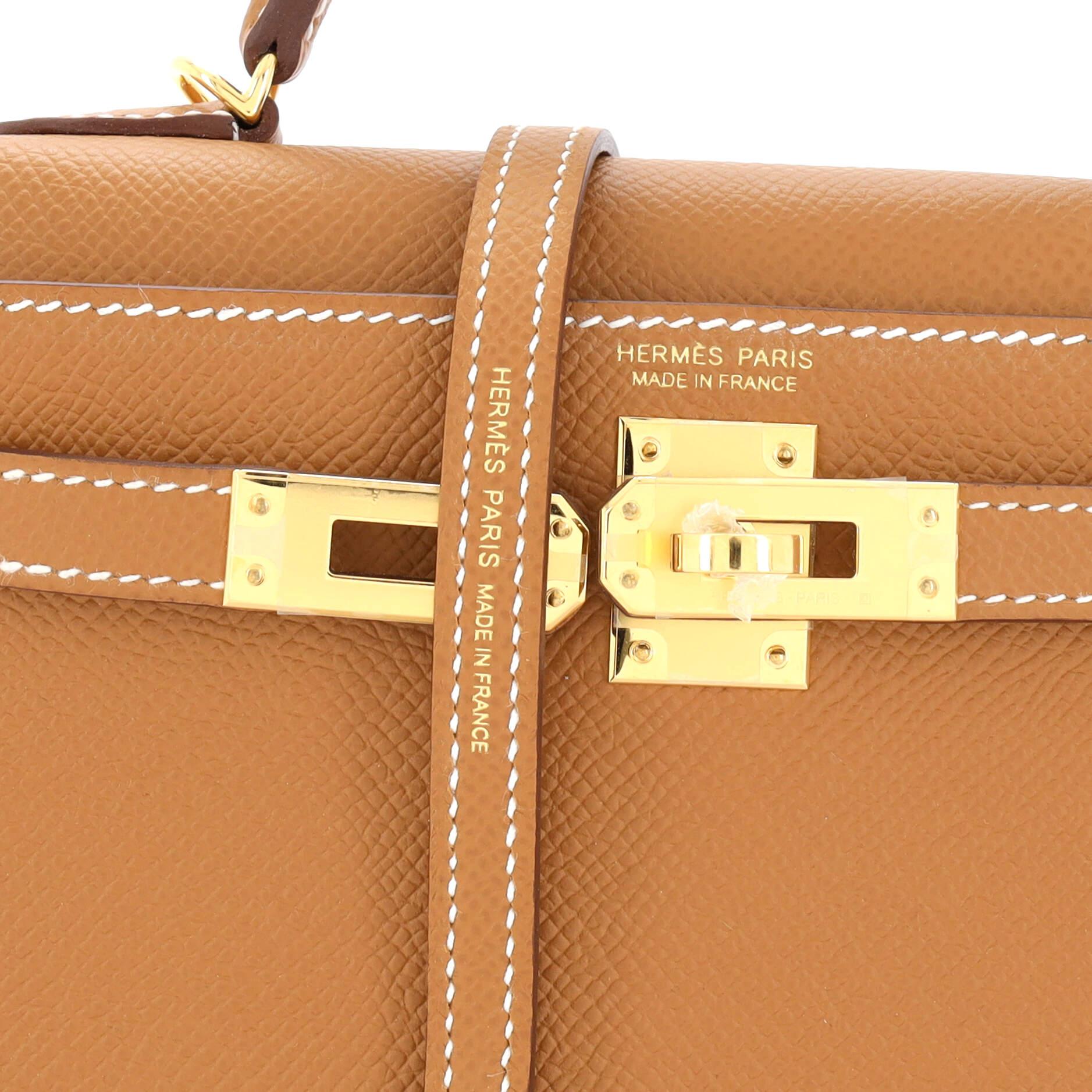 Hermes Kelly Mini II Bag Gold Epsom with Gold Hardware 20 1