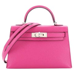 Hermes Kelly Mini II Bag Magnolia Chevre Mysore with Palladium Hardware 20