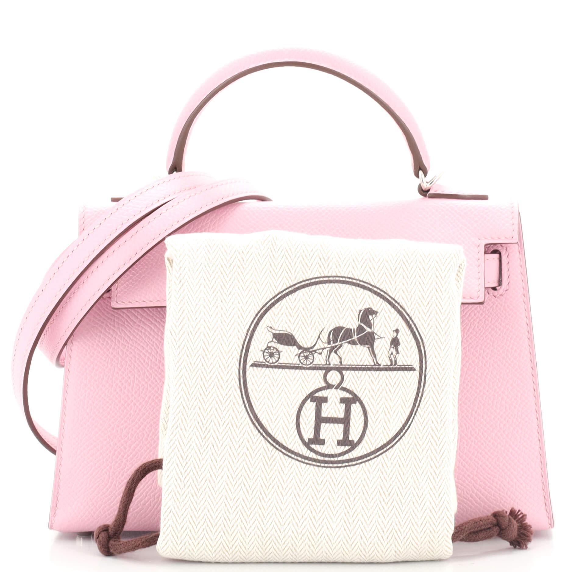 Hermes Kelly Mini II Bag Mauve Sylvestre Epsom with Palladium Hardware 20  at 1stDibs