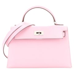 Hermes Kelly Mini II Bag Mauve Sylvestre Epsom with Palladium Hardware 20