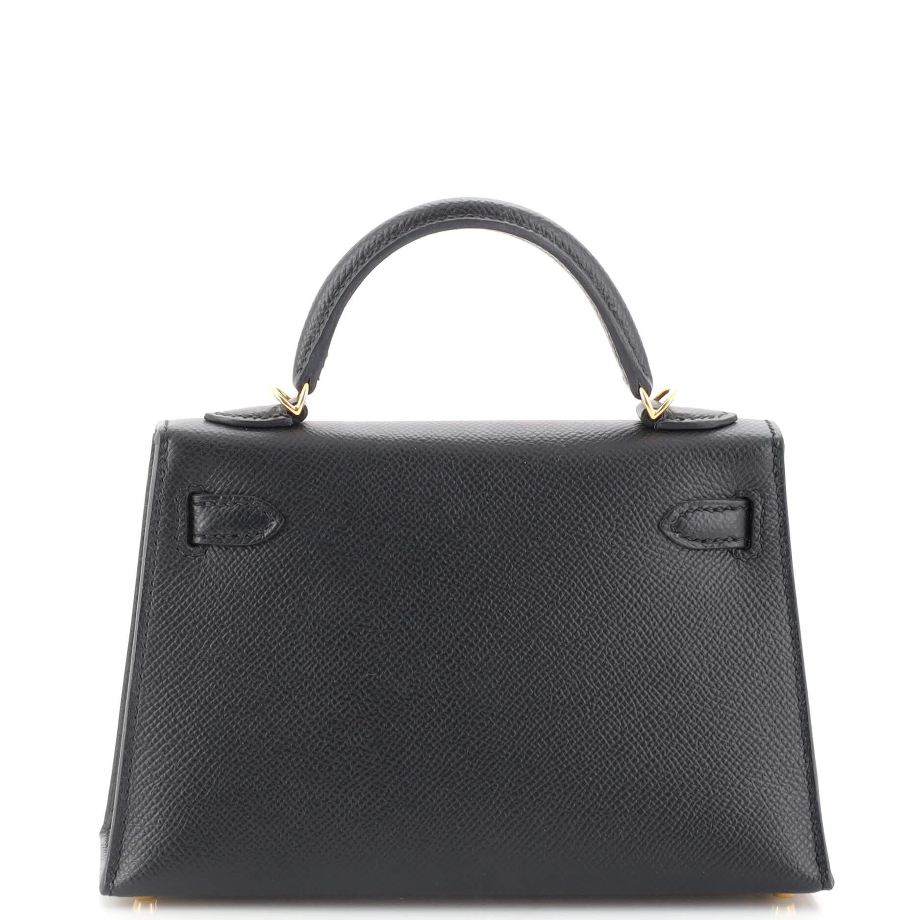 Women's or Men's Hermes Kelly Mini II Bag Noir Epsom with Gold Hardware 20 For Sale