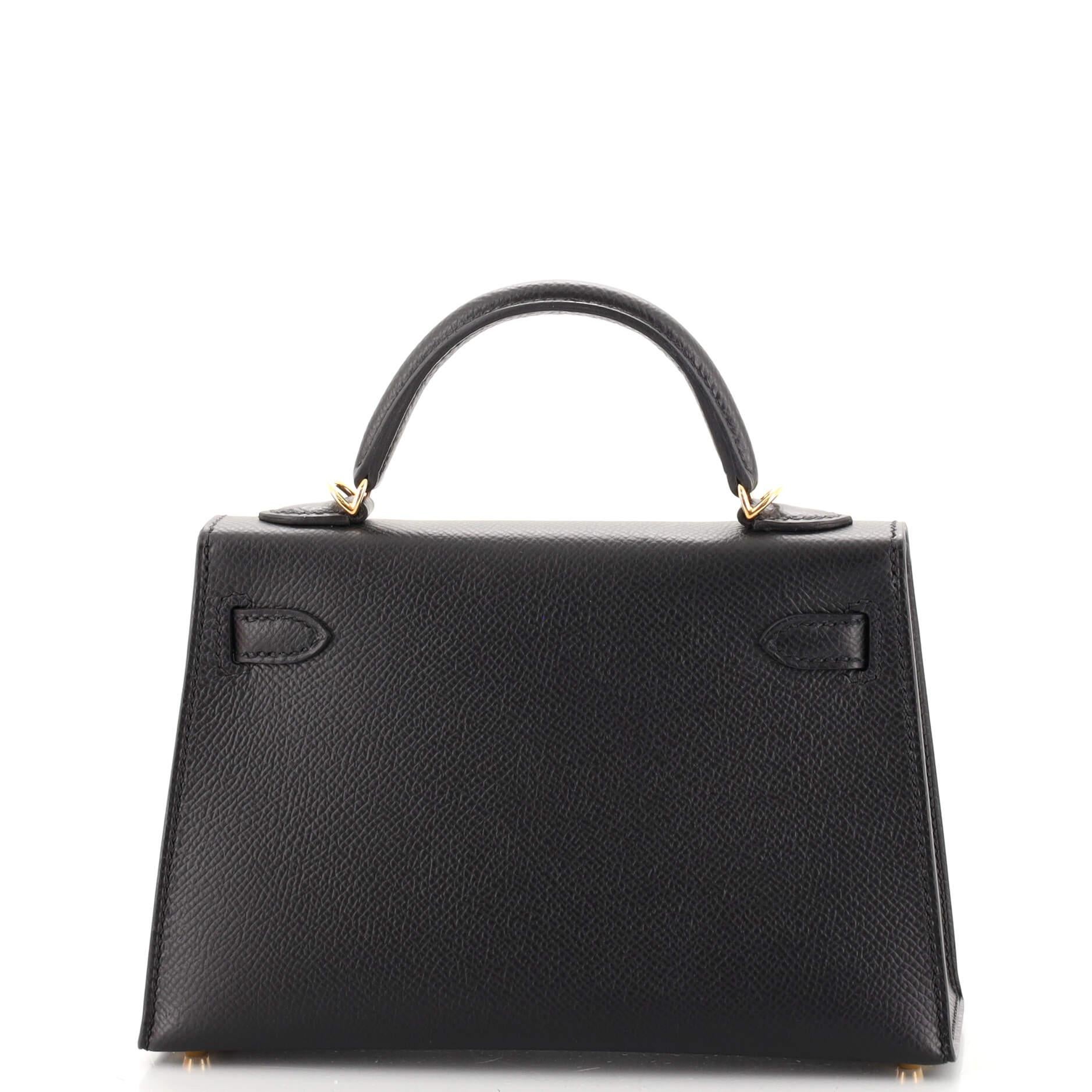 Women's or Men's Hermes Kelly Mini II Bag Noir Epsom with Gold Hardware 20