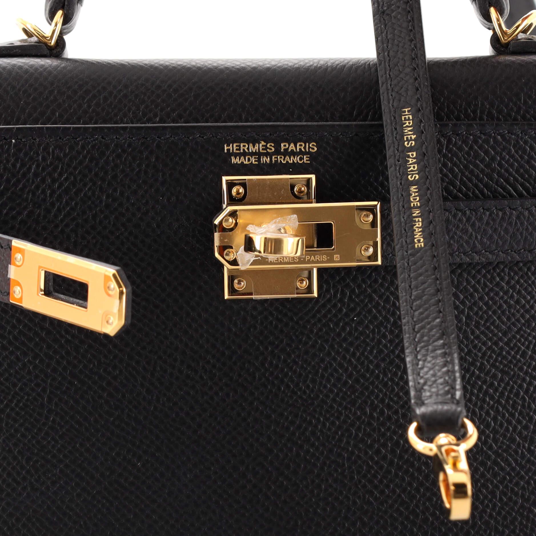 Hermes Kelly Mini II Bag Noir Epsom with Gold Hardware 20 3