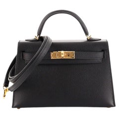 Hermes Kelly Mini II Bag Noir Epsom with Gold Hardware 20