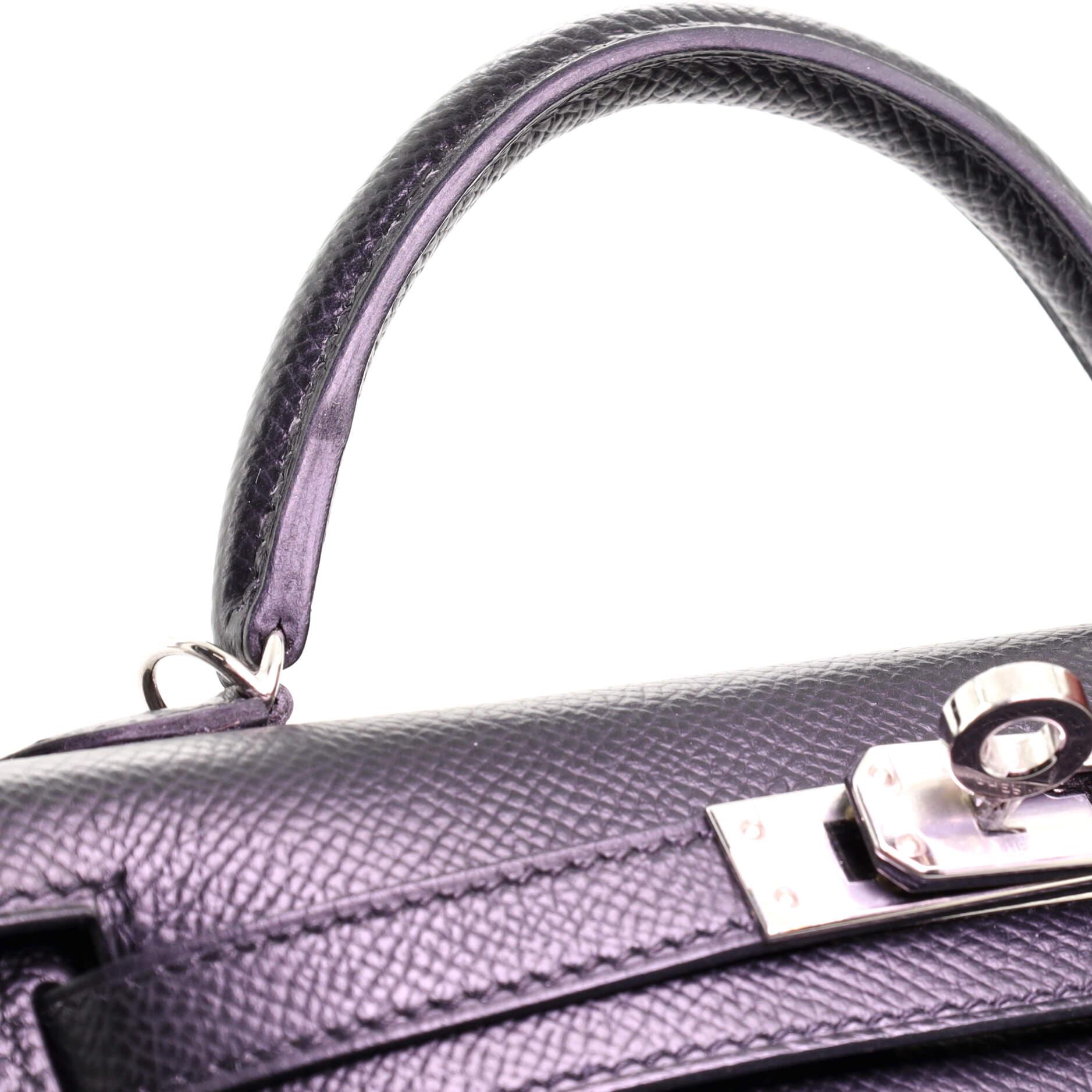 Women's or Men's Hermes Kelly Mini II Bag Noir Epsom with Palladium Hardware 20