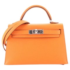 Hermes Kelly Mini II Bag Orange H Epsom with Palladium Hardware 20