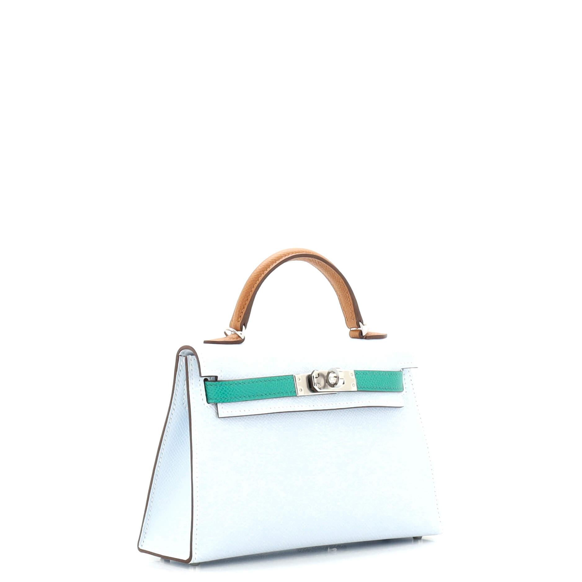 Gray Hermes Kelly Mini II Bag Tricolor Epsom with Palladium Hardware 20