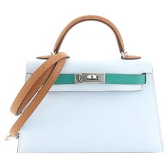 Hermes Kelly Mini II Bag Tricolor Epsom with Palladium Hardware 20