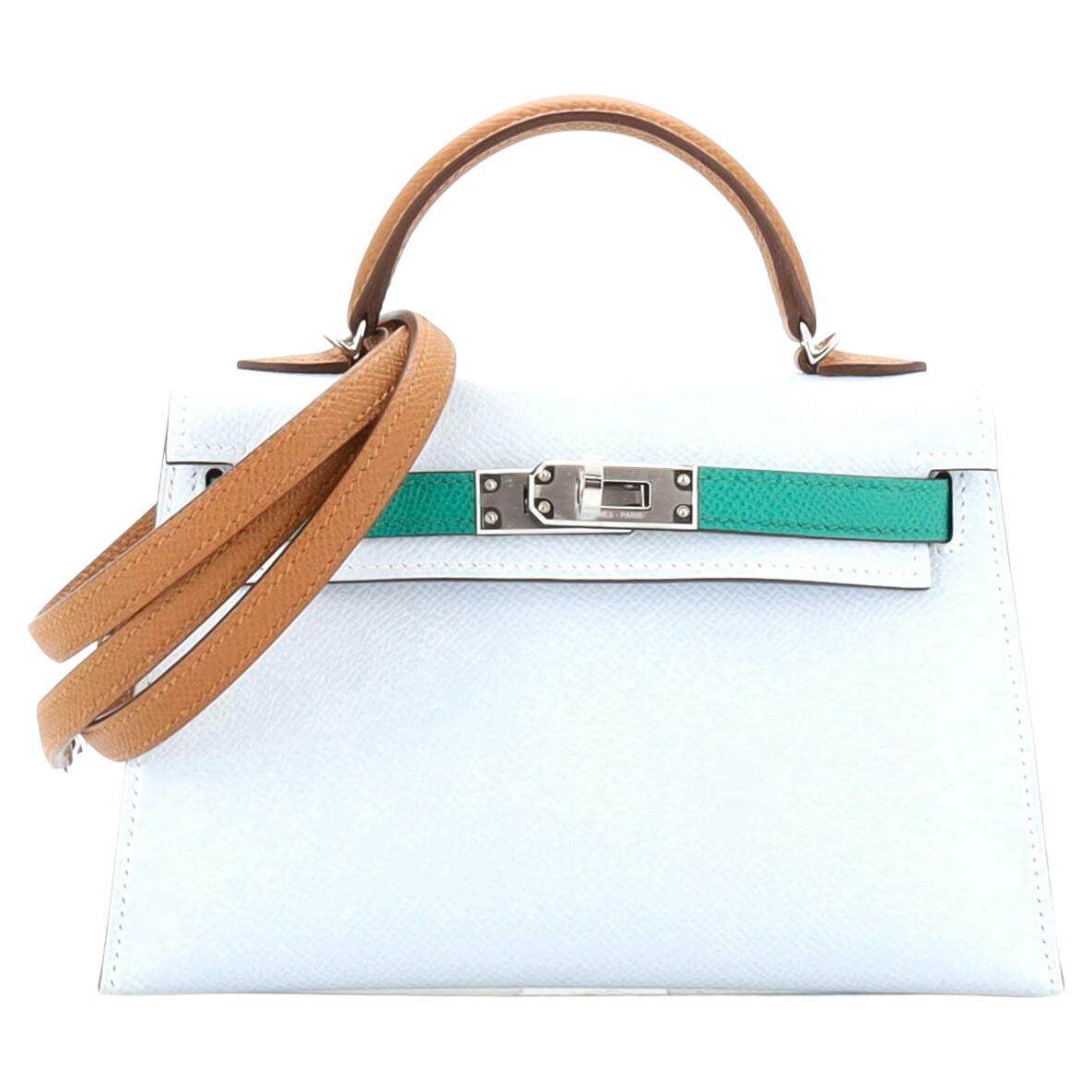 Hermes Kelly Mini II Bag Tricolor Epsom with Palladium Hardware 20