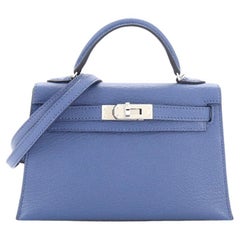 Hermes Kelly Mini II Bag Verso Chevre Mysore with Palladium Hardware 20