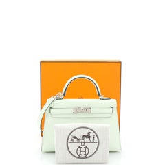 Hermes Kelly Mini II Bolso Vert Fizz Epsom con Herrajes Paladio 20