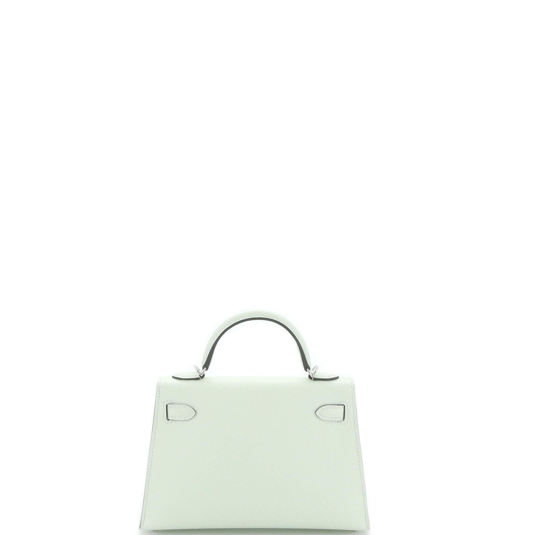  Sac Hermes Kelly Mini II Vert Fizz Epsom avec accessoires en palladium 20 Pour femmes 