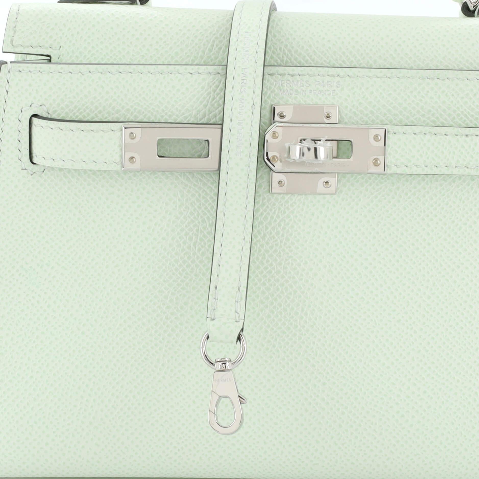 Sac Hermes Kelly Mini II Vert Fizz Epsom avec accessoires en palladium 20 2