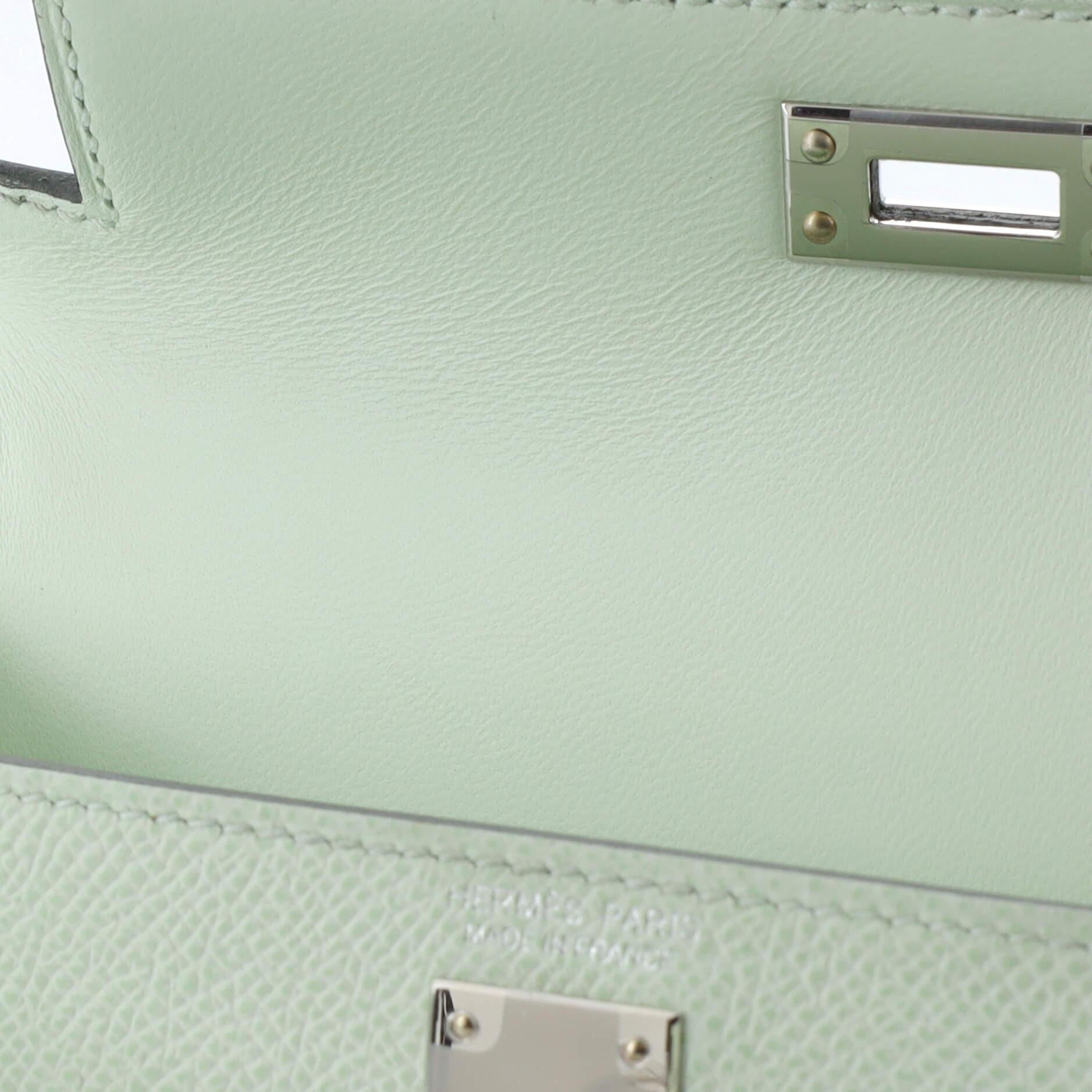 Sac Hermes Kelly Mini II Vert Fizz Epsom avec accessoires en palladium 20 4