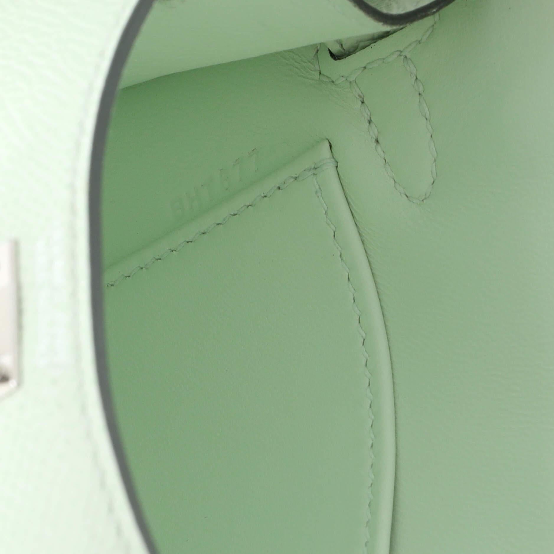 Sac Hermes Kelly Mini II Vert Fizz Epsom avec accessoires en palladium 20 5