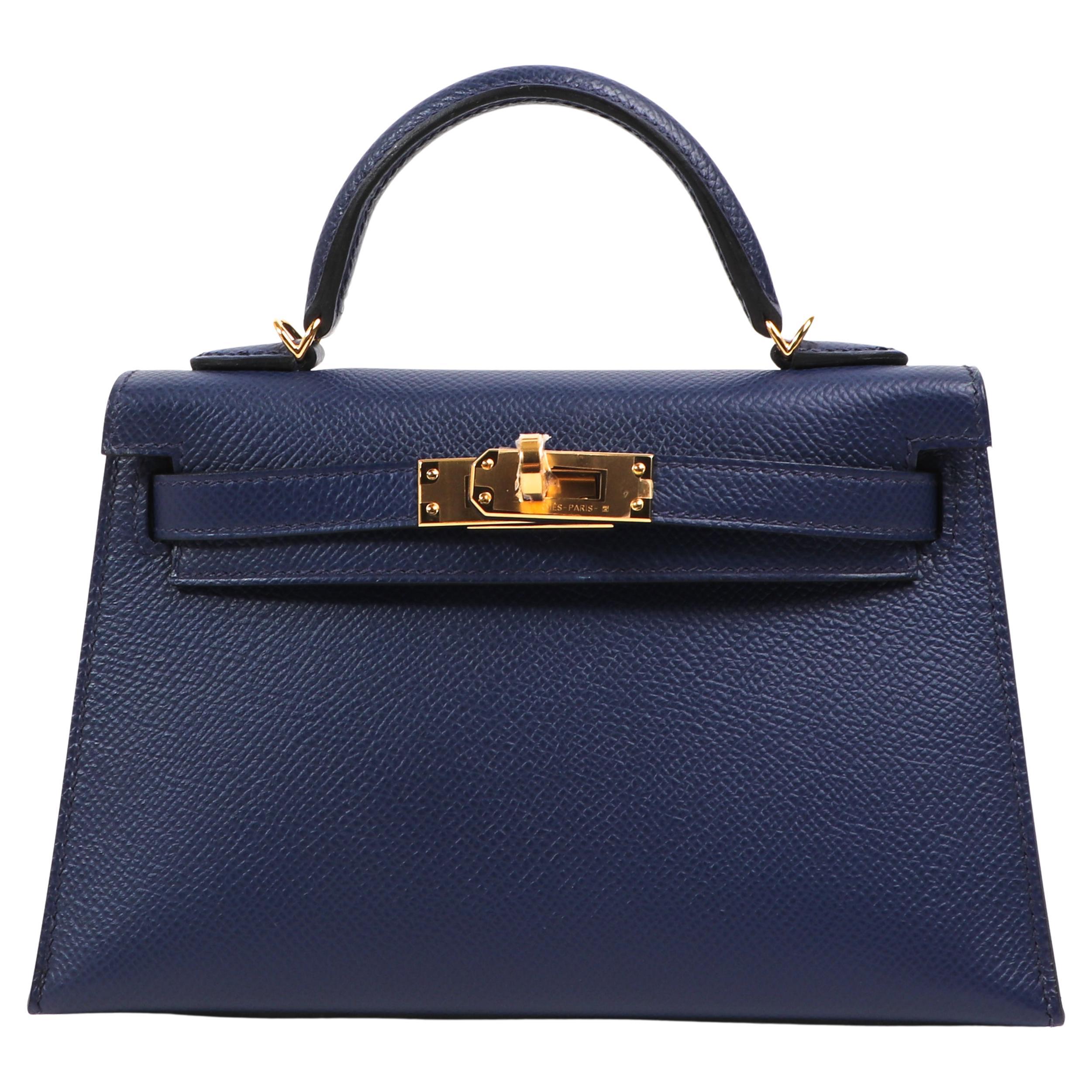 Hermes Limited Edition Special Order HSS Sac A Depeches 27 Bag Blue Nuit &  Etain Togo Leather with Gold Hardware