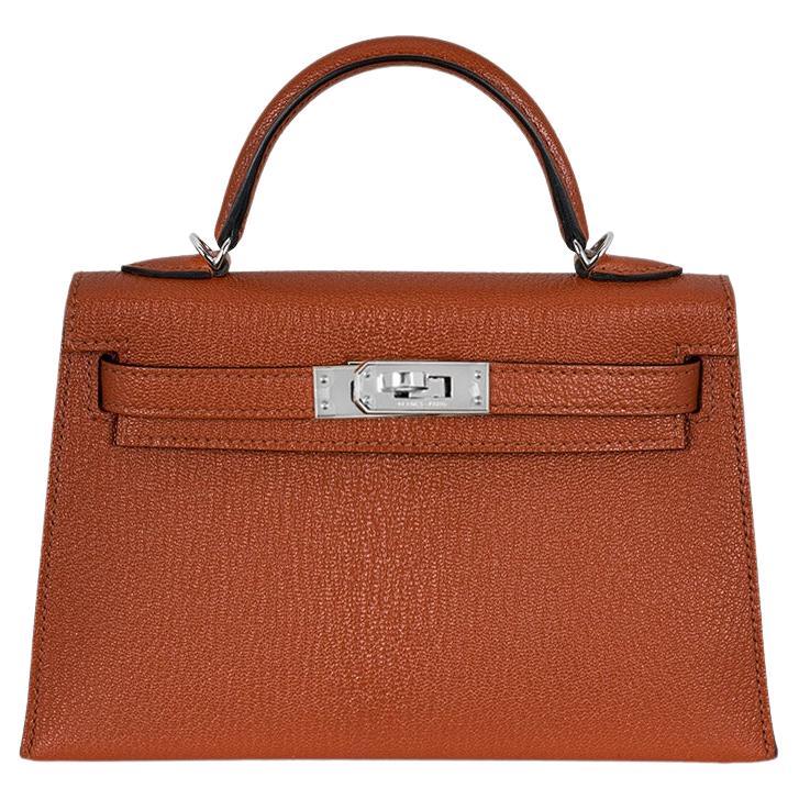 Hermès Kelly Mini II Cuivre Chèvre Mysore PHW In New Condition For Sale In London, GB