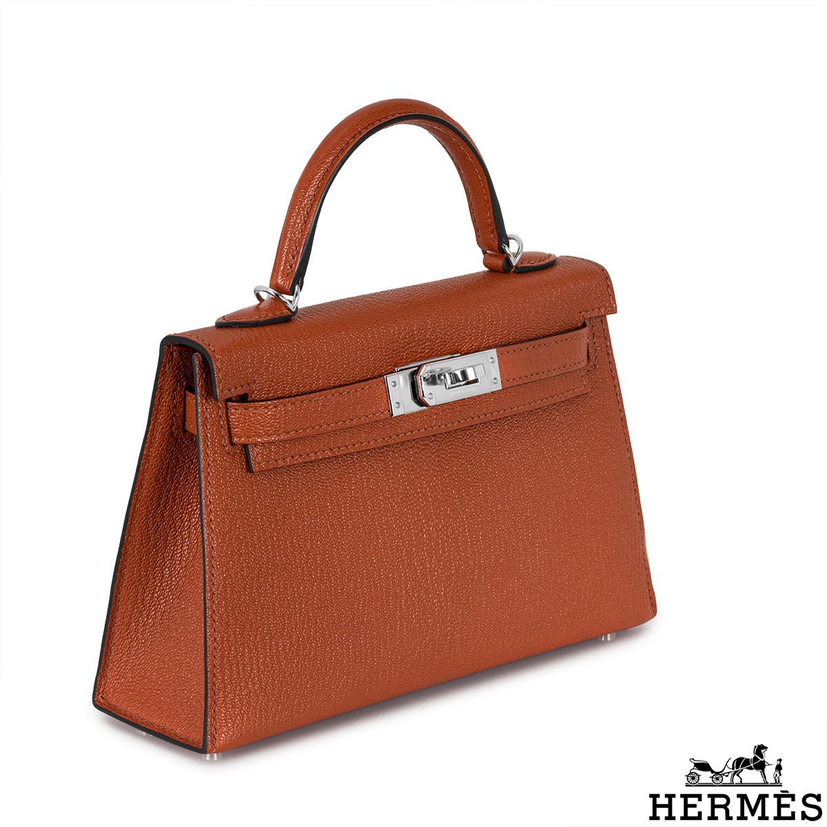 Hermès Kelly Mini II Cuivre Chèvre Mysore PHW für Damen oder Herren im Angebot