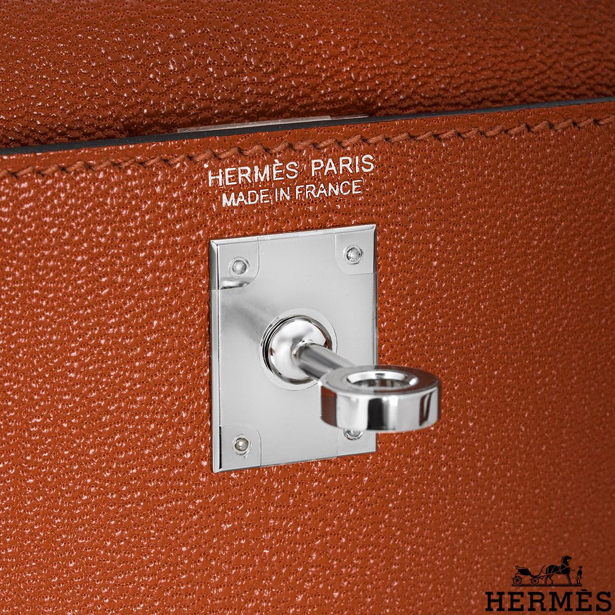 Hermès Kelly Mini II Cuivre Chèvre Mysore PHW im Angebot 1