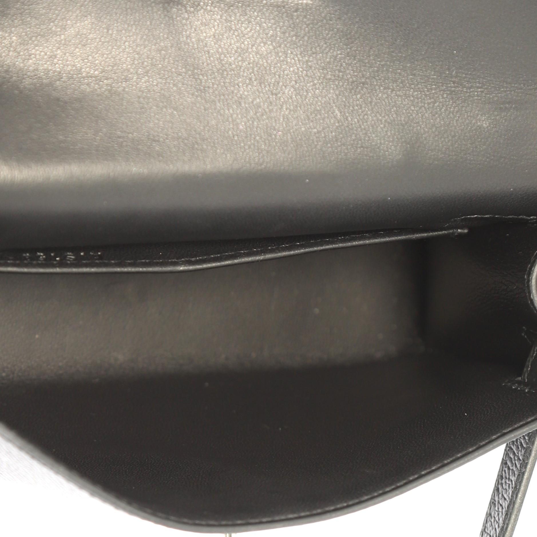 Women's Hermes Kelly Mini II Handbag Noir Epsom with Palladium Hardware 20