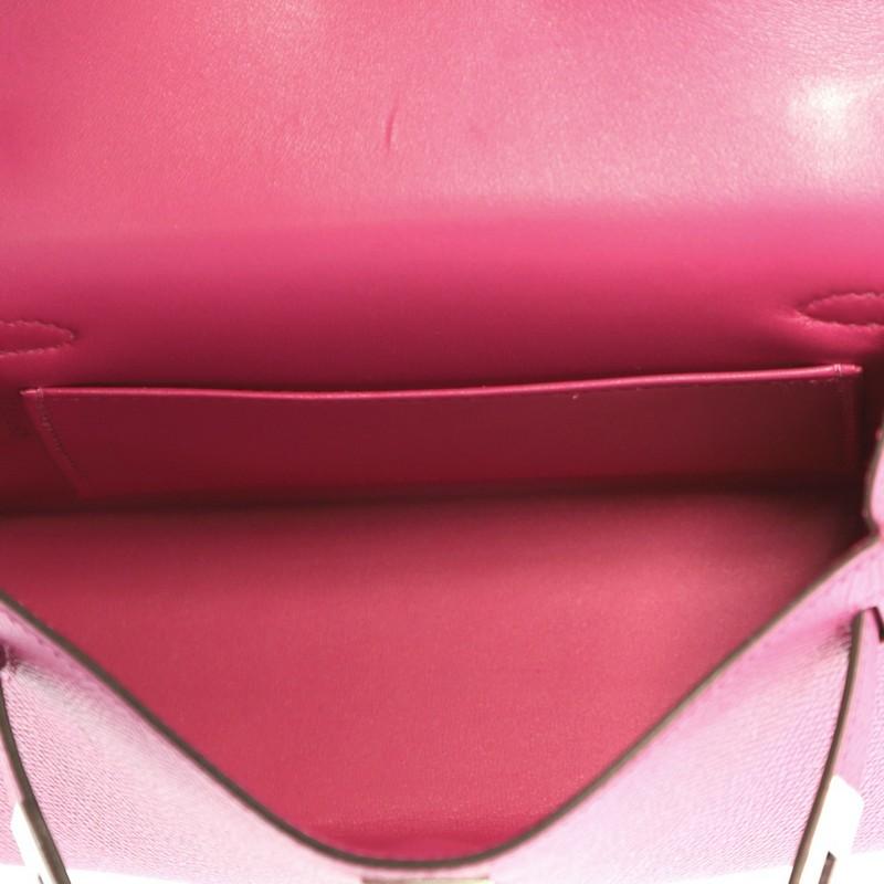 Pink Hermes Kelly Mini II Handbag Rose Pourpre Epsom with Palladium Hardware 20